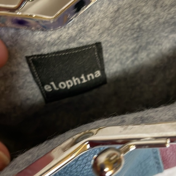 Like New Elophina Tricolor Leather Kiss Lock Make Up Pouch - Picture 9 of 13